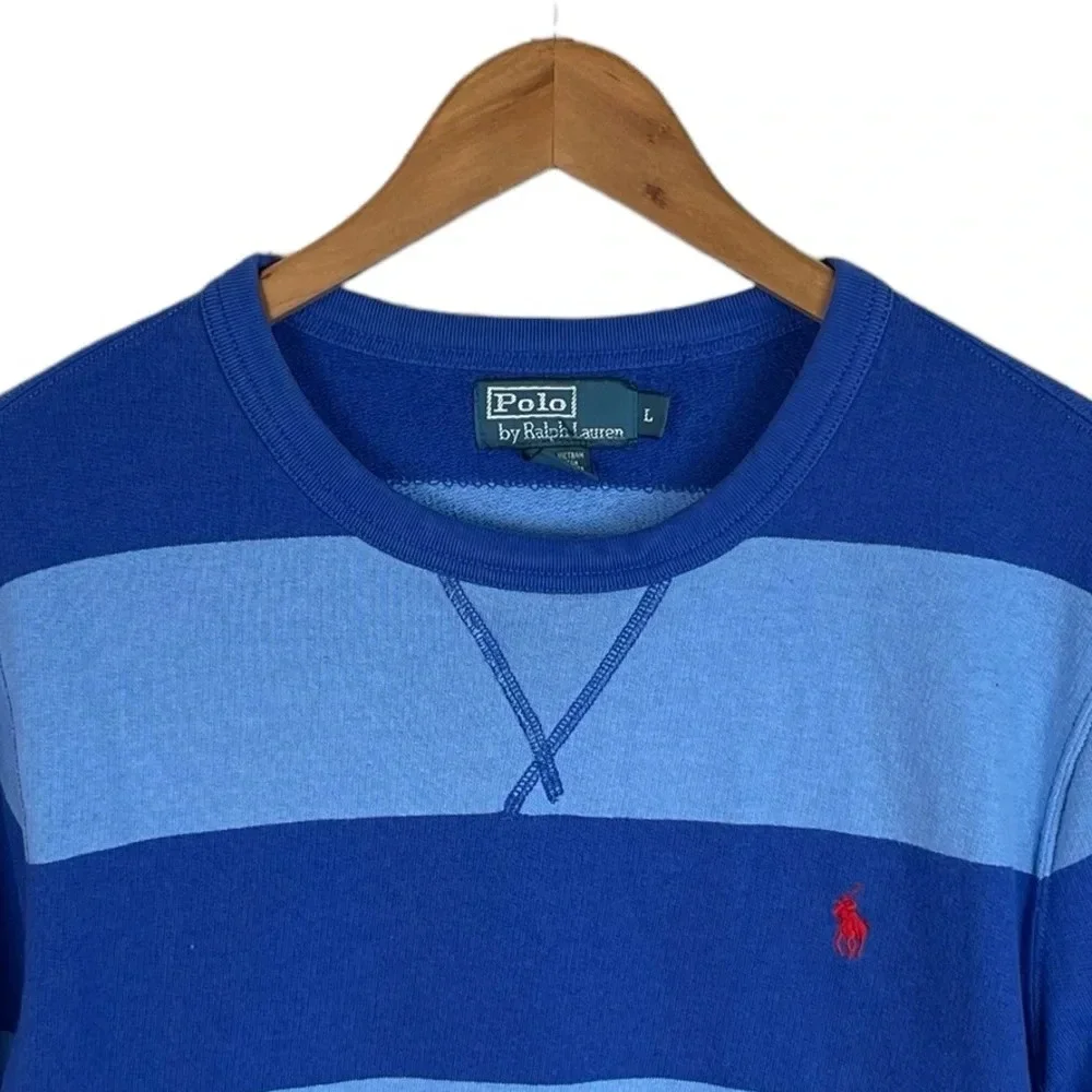 LS324 Men’s Polo Ralph Lauren Designer Color Block Crew Sweatshirt L